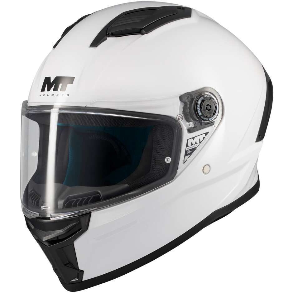 Casco Moto Bambino Integrale Mt Helmets STINGER 2 KIDS PURE A0 Bianco Perla Lucido