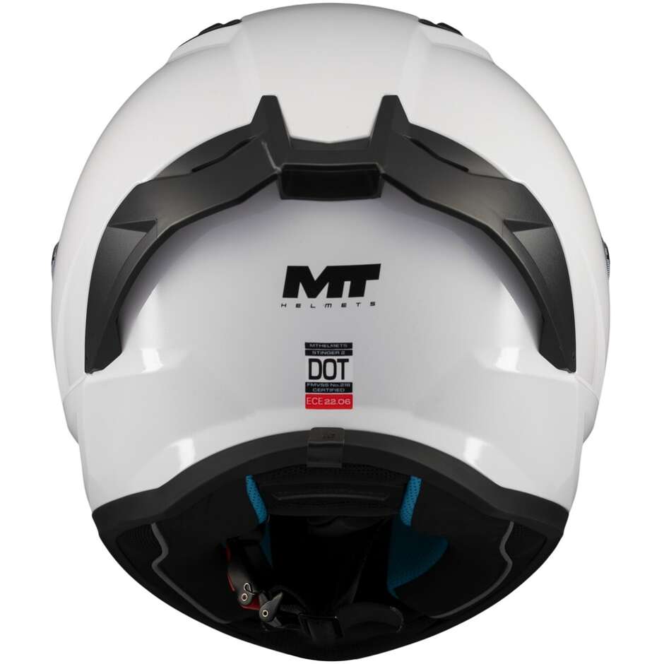 Casco Moto Bambino Integrale Mt Helmets STINGER 2 KIDS PURE A0 Bianco Perla Lucido