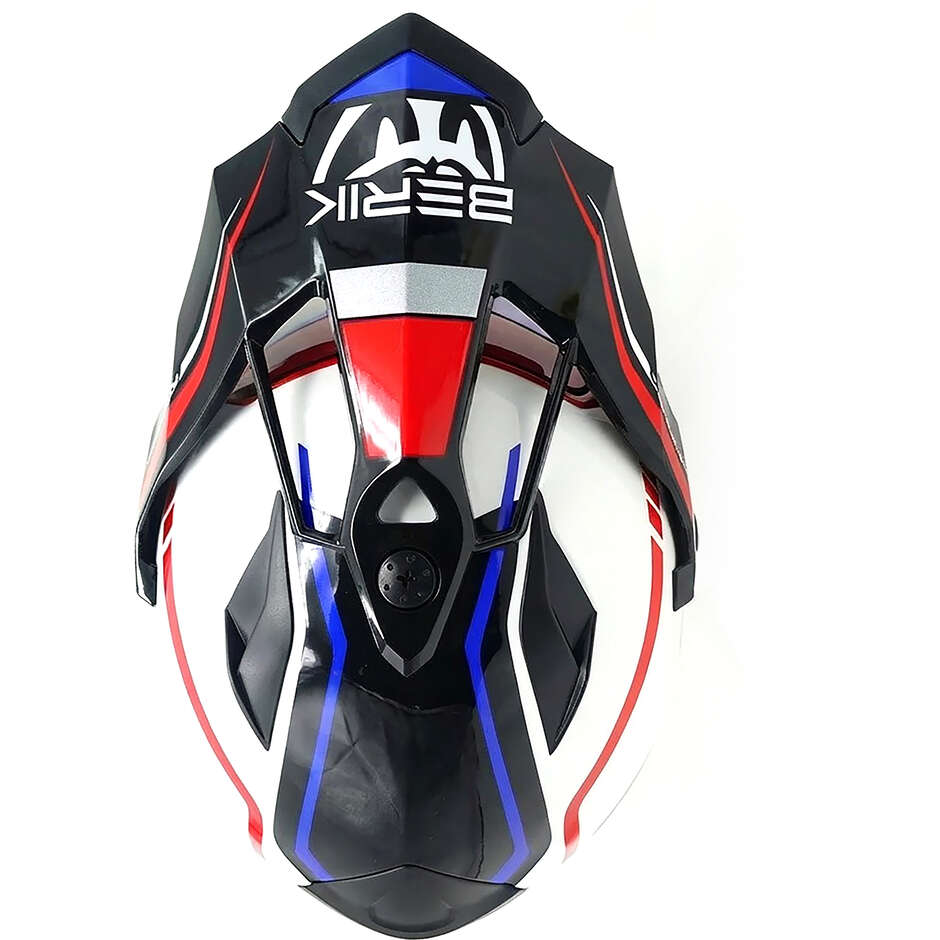 Casco Moto Berik Doppia Visiera MX313 Adventure Pro Bianco Rosso Blu