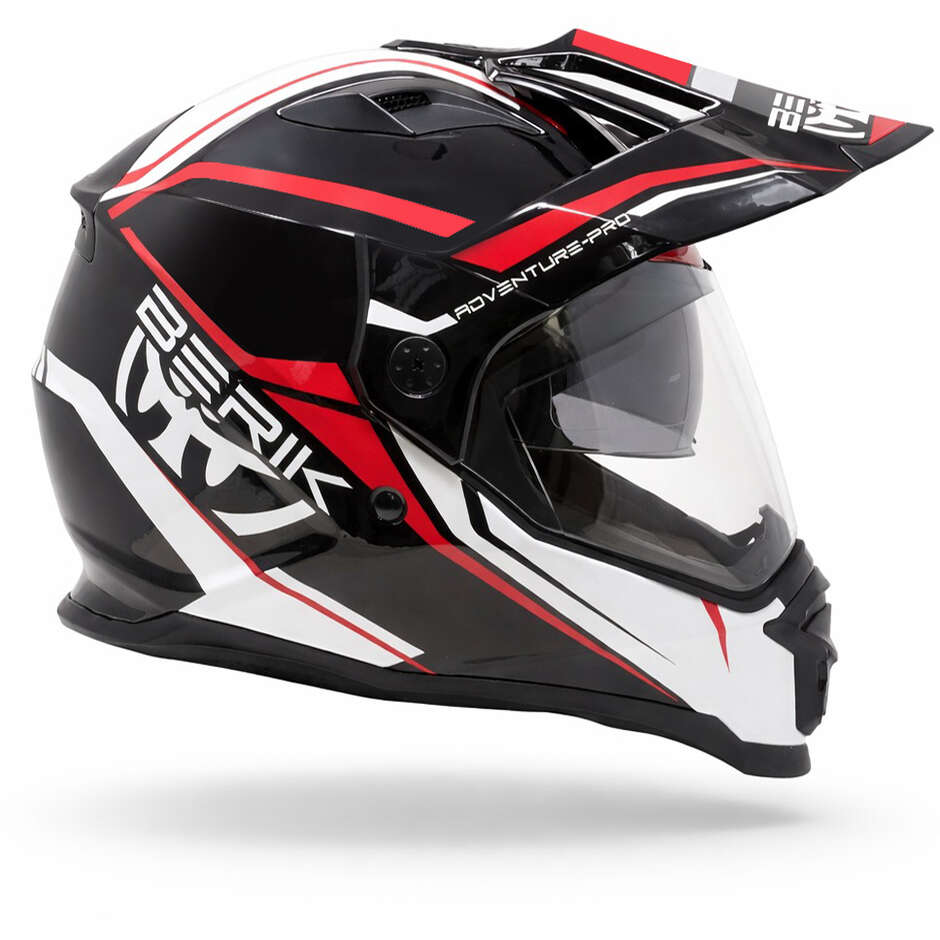 Casco Moto Berik Doppia Visiera MX313 Adventure Pro Nero Rosso