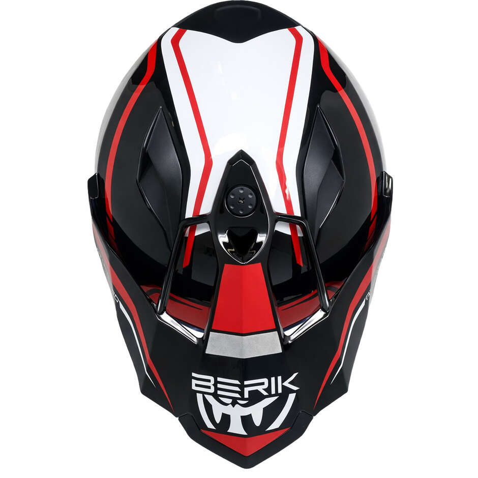 Casco Moto Berik Doppia Visiera MX313 Adventure Pro Nero Rosso