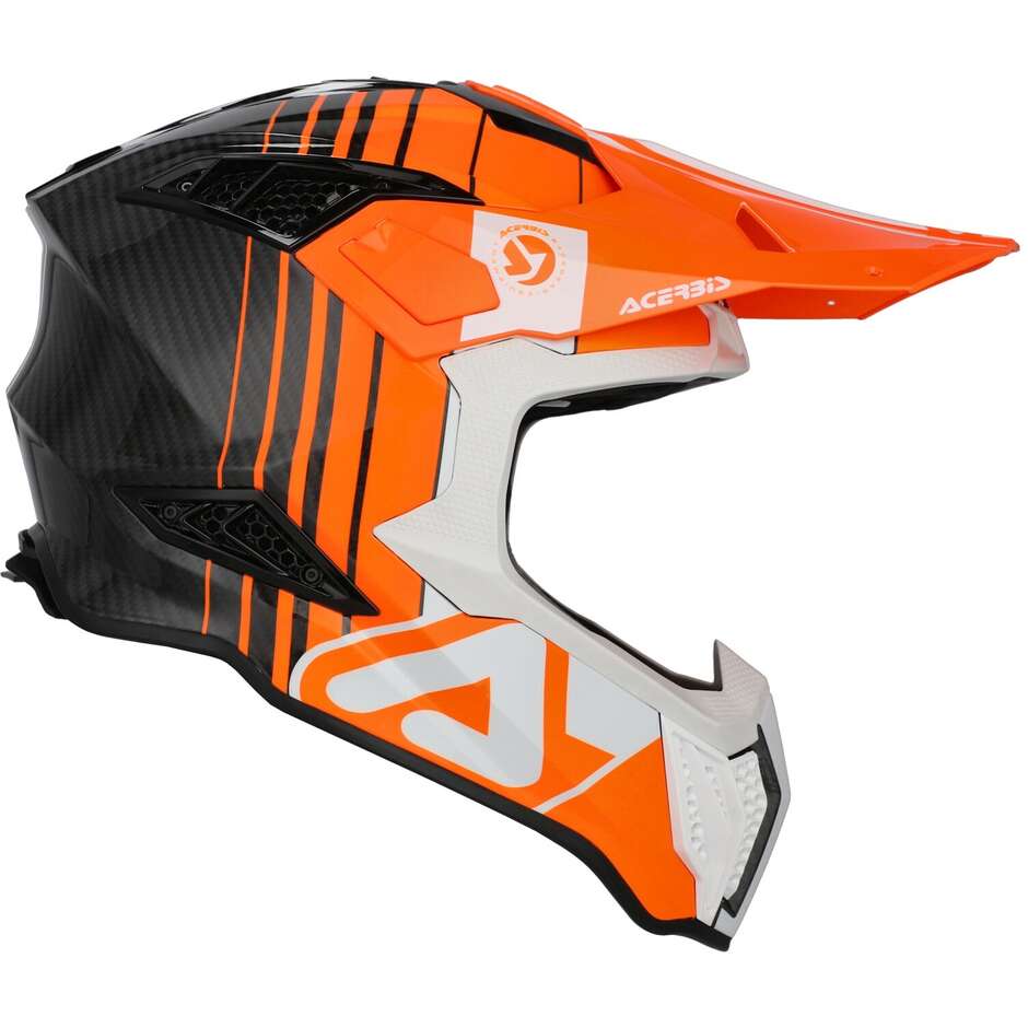 Casco Moto Cross Enduro Acerbis AIRSTRIKE-C Arancione Bianco