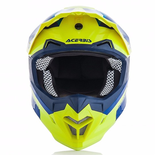 Casco Moto Cross Enduro Acerbis Profil 4.0 Fluorescent Gelb / Blau Gloss