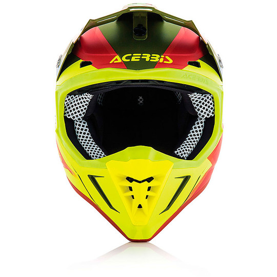 Casco Moto Cross Enduro Acerbis Profile 3.0 SnapDragon Rosso Giallo Fluo