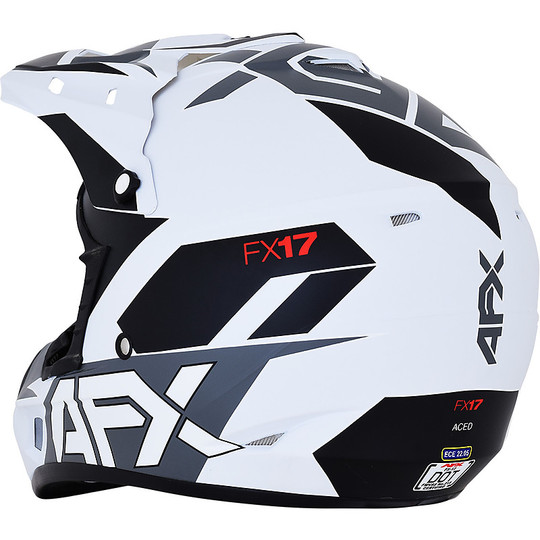Casco Moto Cross Enduro AFX FX-17 Aced Bianco Opaco Bianco