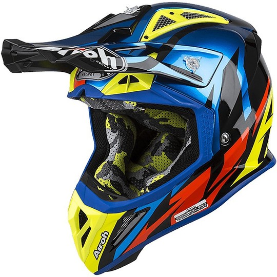 Casco Moto Cross Enduro Airoh AVIATOR 2.3 AMS GREAT Blu Chrome