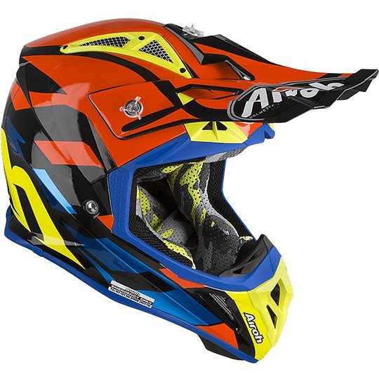 Casco Moto Cross Enduro Airoh AVIATOR 2.3 AMS GREAT Blu Chrome