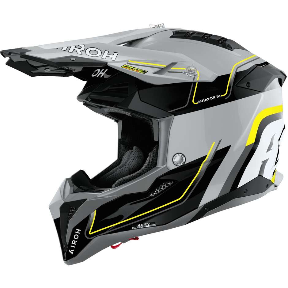 Casco Moto Cross Enduro Airoh AVIATOR 3 LEADER Giallo Lucido