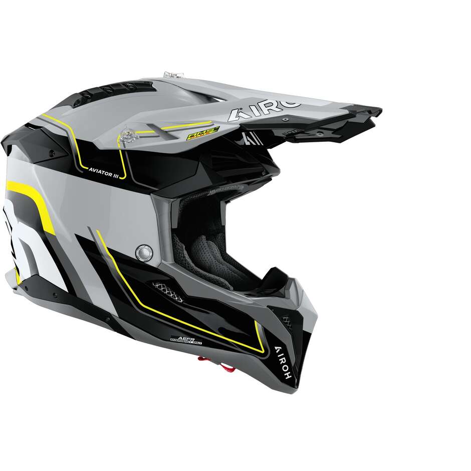 Casco Moto Cross Enduro Airoh AVIATOR 3 LEADER Giallo Lucido