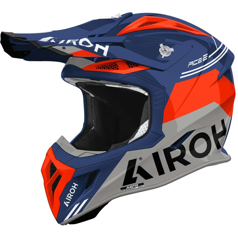 Casco Moto Cross Enduro Airoh AVIATOR ACE 2 FURY Cerulean Blu Lucido
