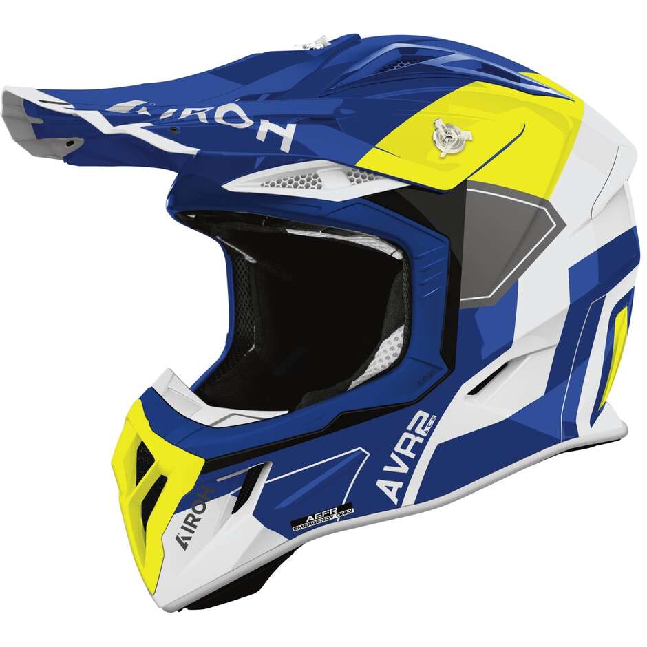 Casco Moto Cross Enduro Airoh AVIATOR ACE 2 SHIELD Blu Giallo