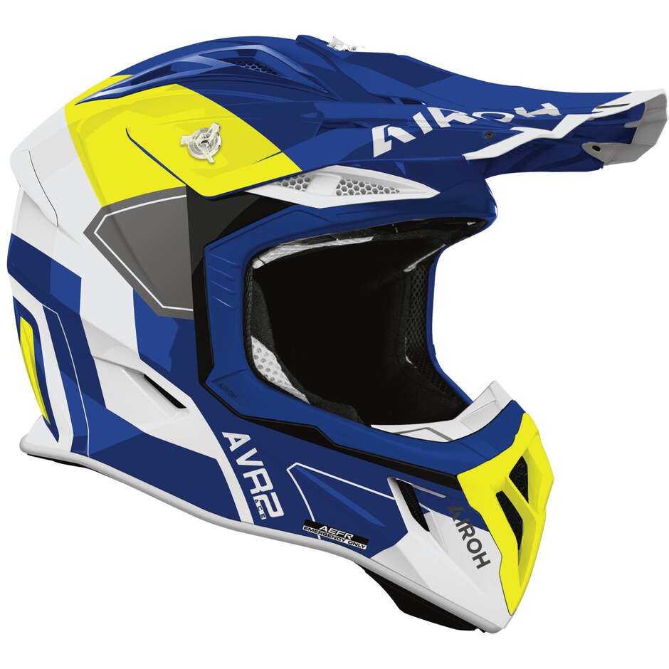 Casco Moto Cross Enduro Airoh AVIATOR ACE 2 SHIELD Blu Giallo