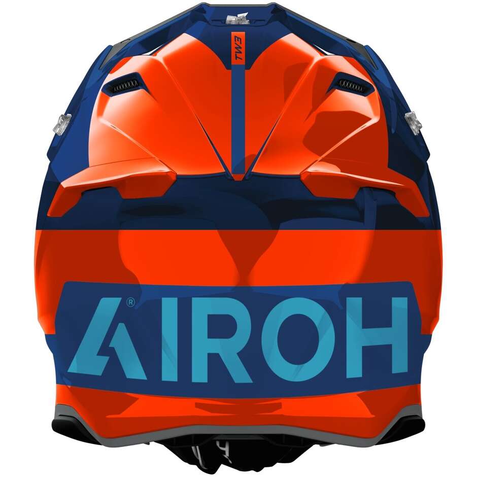 Casco Moto Cross Enduro Airoh TWIST 3 FANCY Arancio Blu Lucido