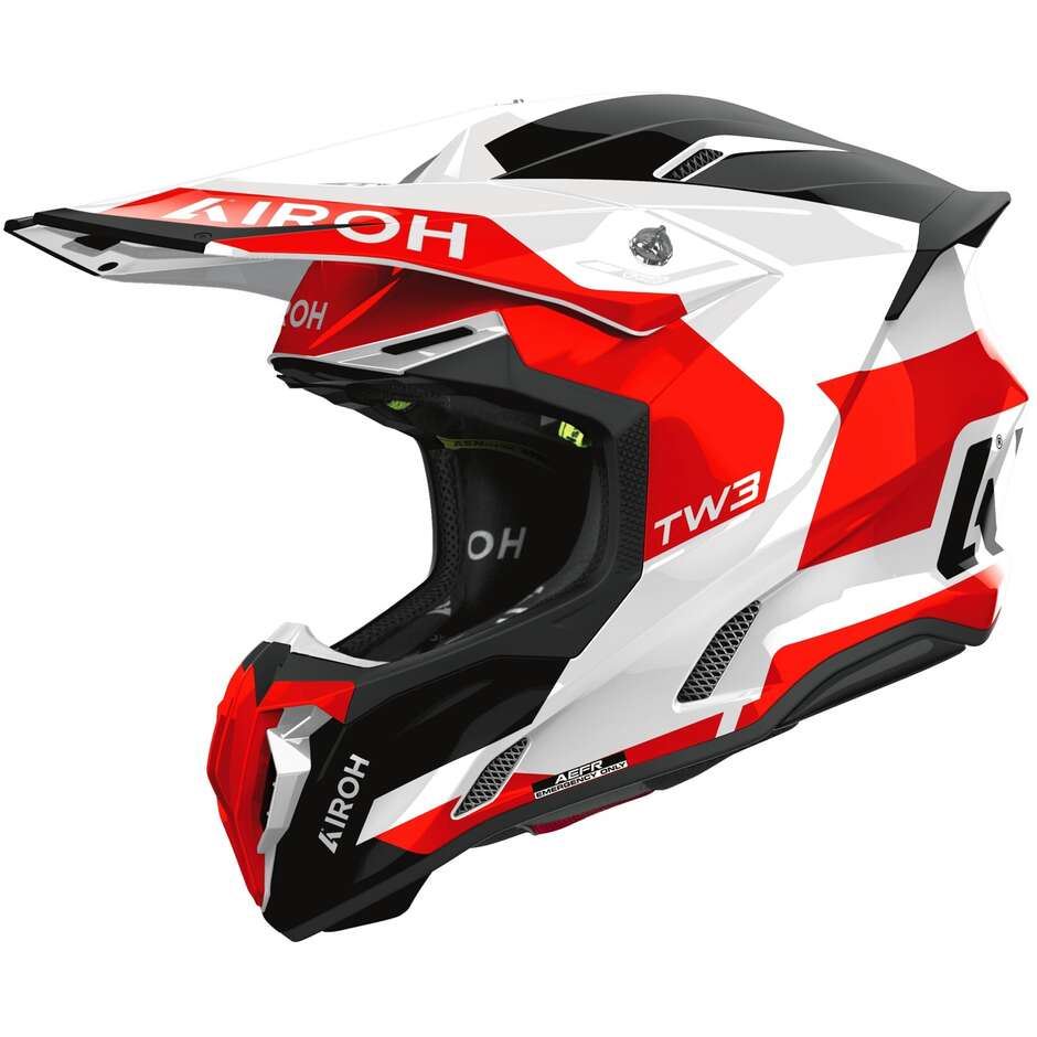 Casco Moto Cross Enduro Airoh TWIST 3 FANCY Rosso Lucido
