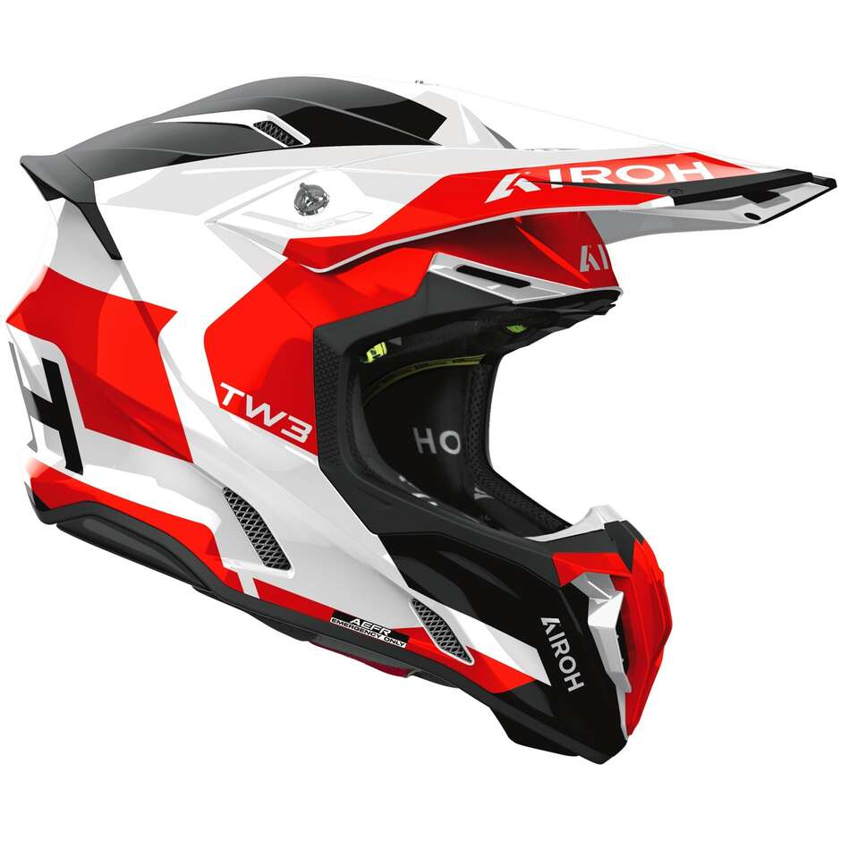 Casco Moto Cross Enduro Airoh TWIST 3 FANCY Rosso Lucido