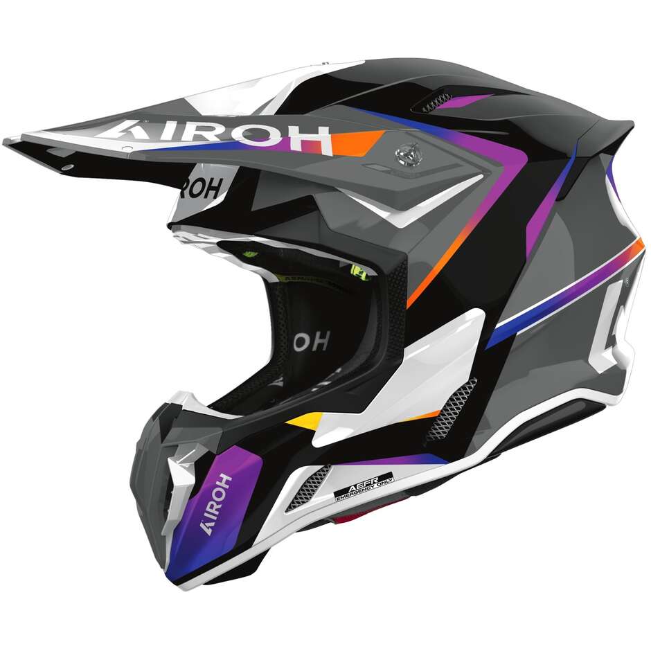 Casco Moto Cross Enduro Airoh TWIST 3 HUSTLE Lucido