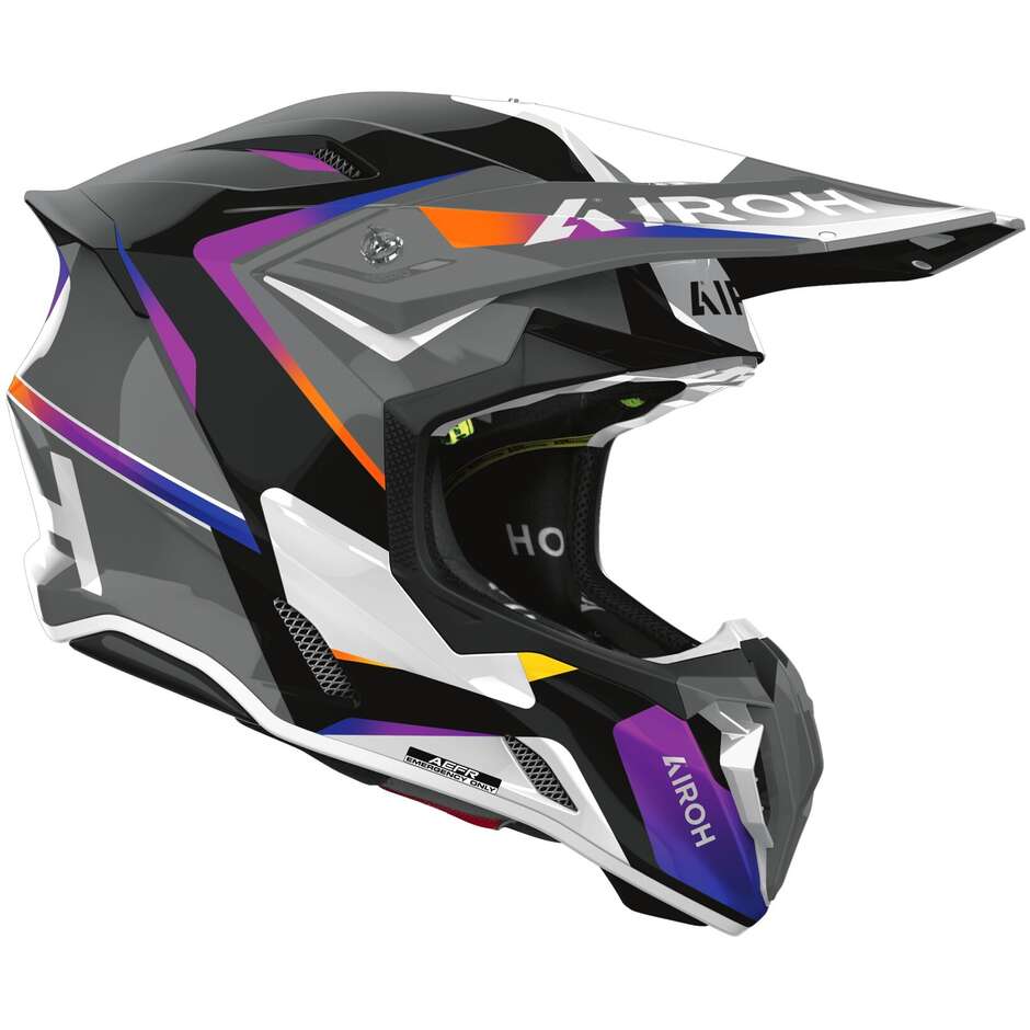 Casco Moto Cross Enduro Airoh TWIST 3 HUSTLE Lucido