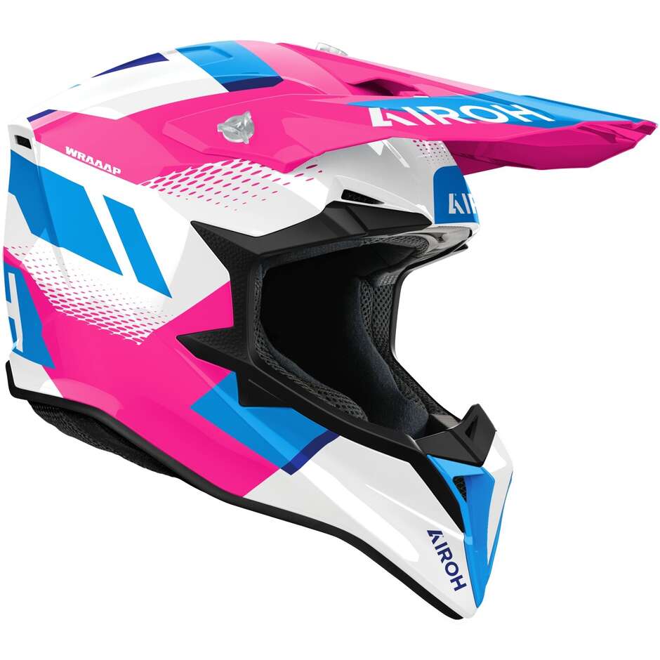 Casco Moto Cross Enduro Airoh WRAAAP VISION Rosa Lucido