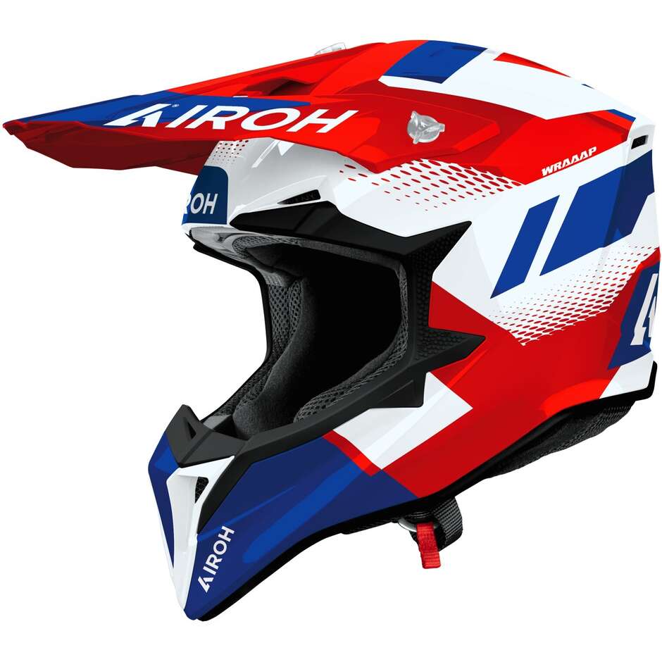 Casco Moto Cross Enduro WRAAAP VISION Rosso Blu Lucido taglia M