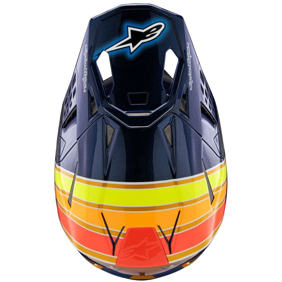 Casco Moto Cross Enduro Alpinestars S-M10 TLD EDITION 25 Dark Blu Arancio Giallo Fluo Rosso Lucido