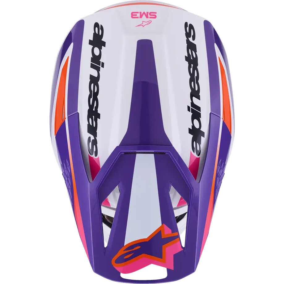 Casco Moto Cross Enduro Alpinestars SM3 Heat Ece06 bianco porpora rosa lucido