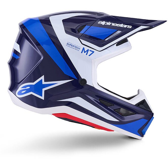Casco Moto Cross Enduro SM7 Rise Ece06 blu bianc taglia L