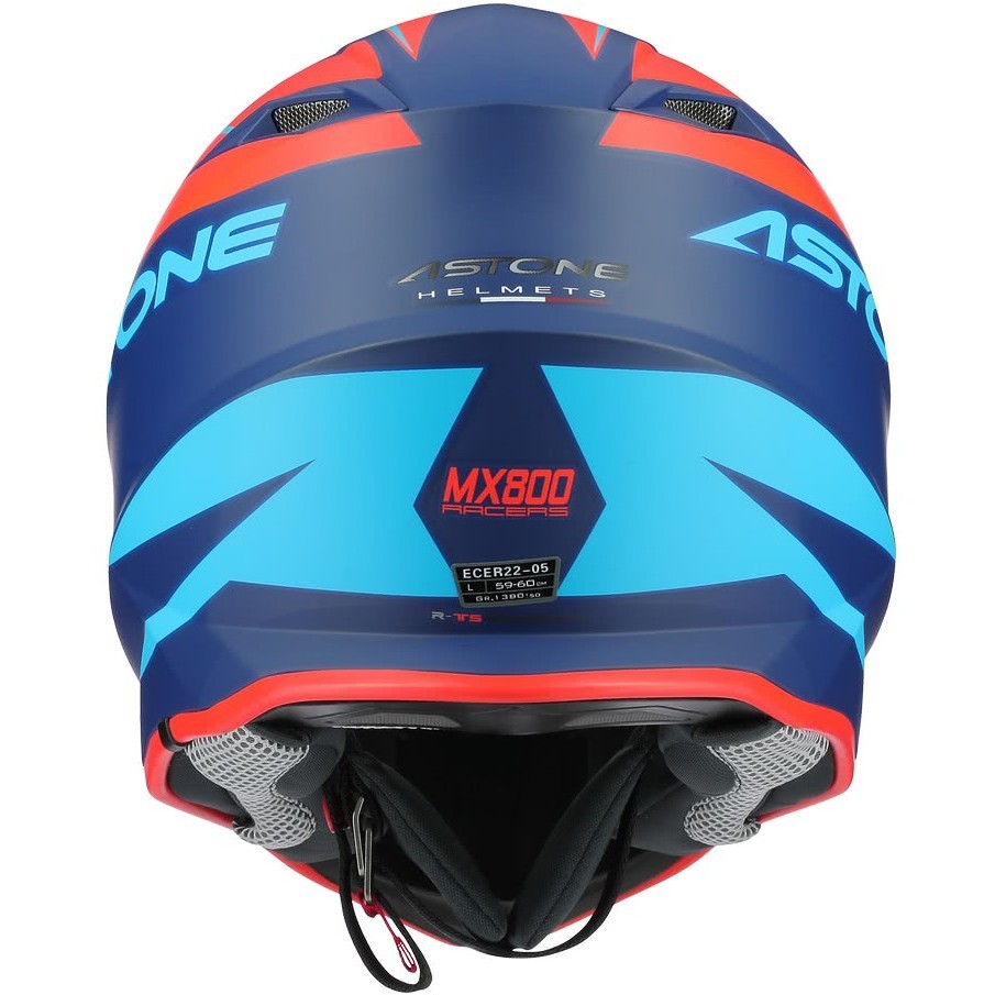 Casco Moto Cross-Enduro Astone MX800 RACERS Arancio Blu Opaco