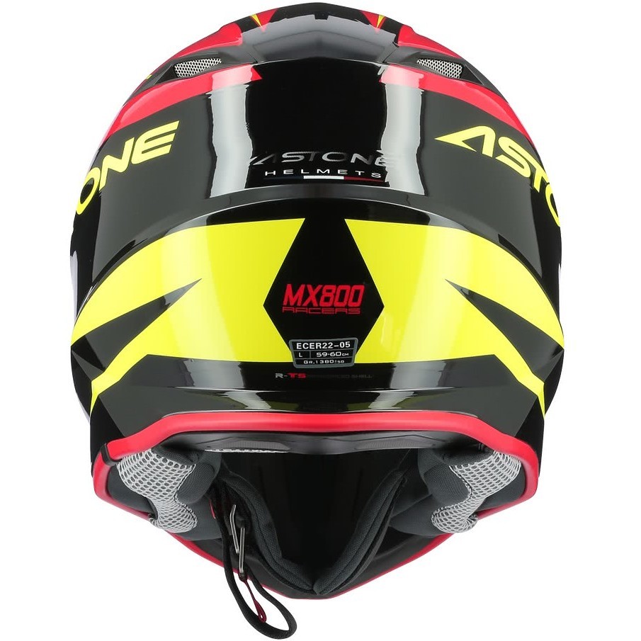 Casco Moto Cross-Enduro Astone MX800 RACERS Rosso Giallo Fluo