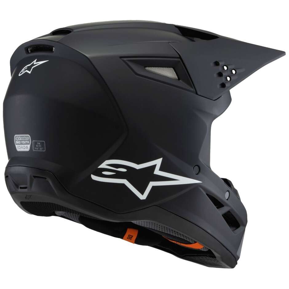 Casco Moto Cross Enduro Bambino Alpinestars SM3 YOUTH SOLID Nero Opaco
