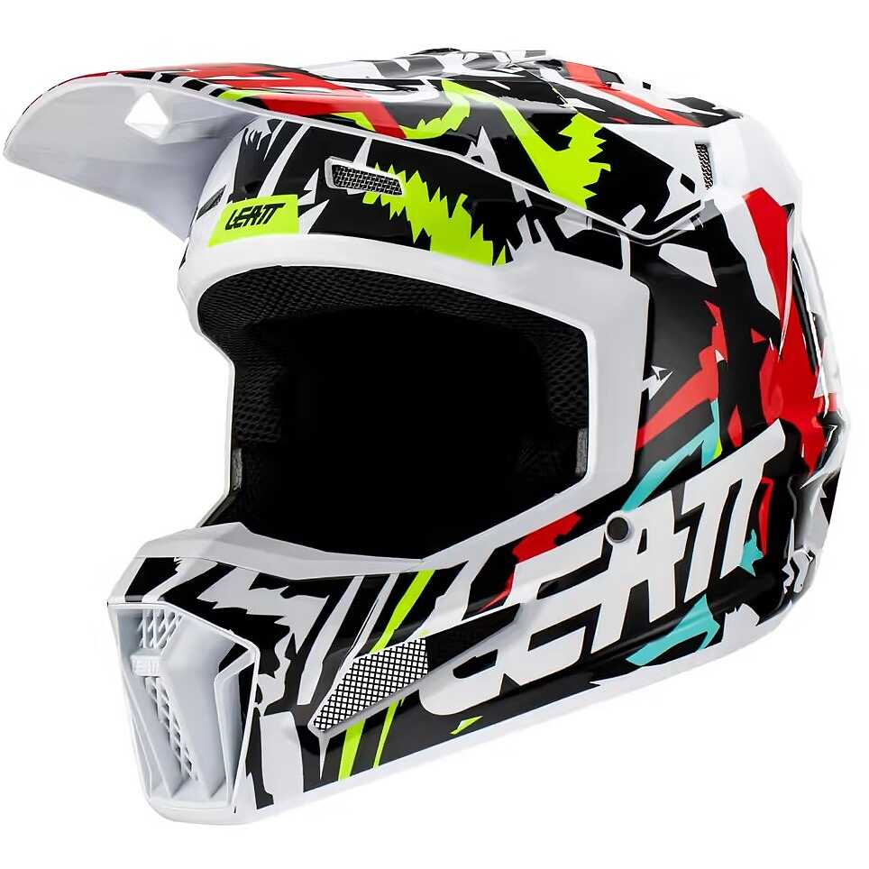 Casco Moto Cross Enduro Bambino Leatt 3.5 JR V23 Zebra Vendita