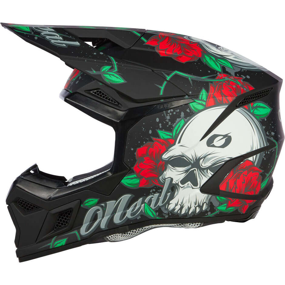Casco Moto Cross Enduro Bambino Oneal 3SRS Youth MELANCIA Nero/Multi