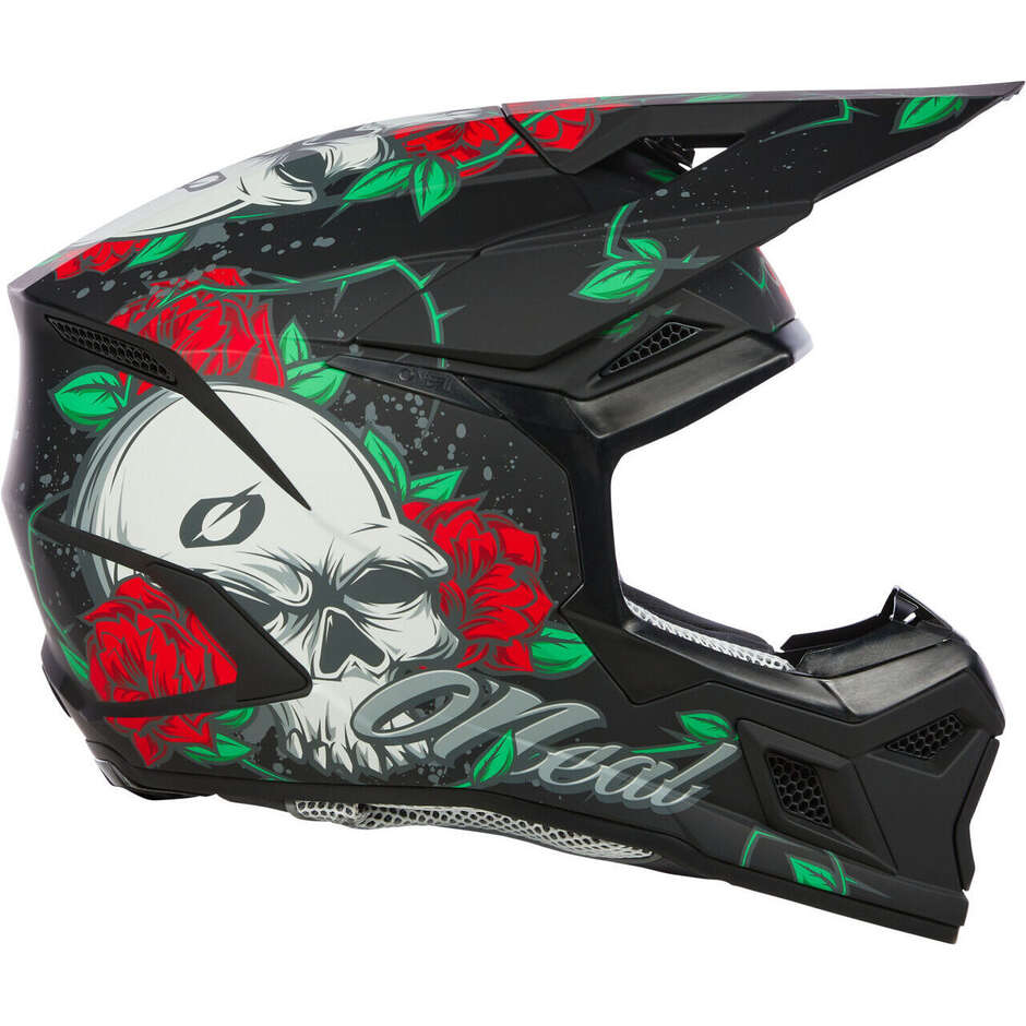 Casco Moto Cross Enduro Bambino Oneal 3SRS Youth MELANCIA Nero/Multi
