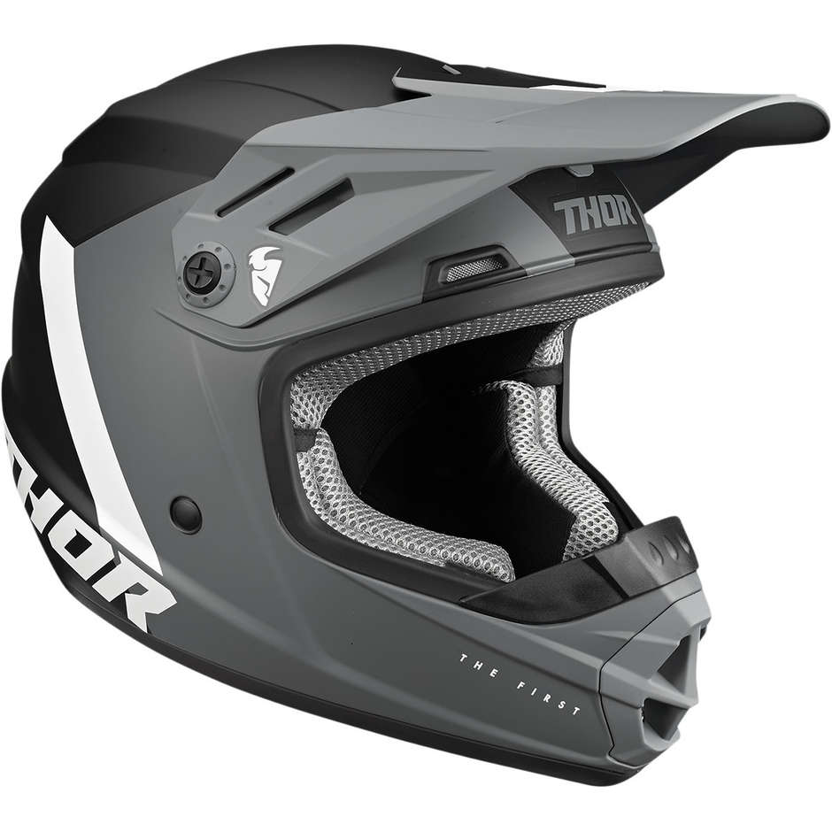 Casco Moto Cross Enduro Bambino Thor SECTOR CHEV Girigio Nero