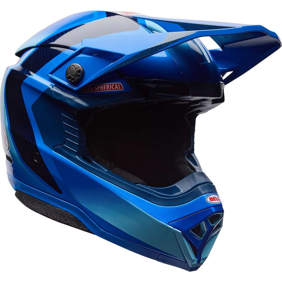 Casco Moto Cross Enduro Bell Moto-10 Spherical ET3 CORTEZ SE Blu
