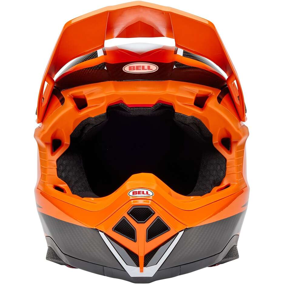 Casco Moto Cross Enduro Bell MOTO-10 SPHERICAL EVADE Arancio Nero Lucido