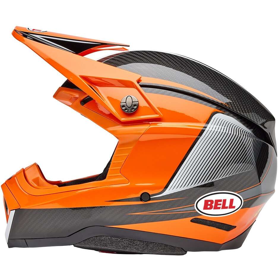 Casco Moto Cross Enduro Bell MOTO-10 SPHERICAL EVADE Arancio Nero Lucido