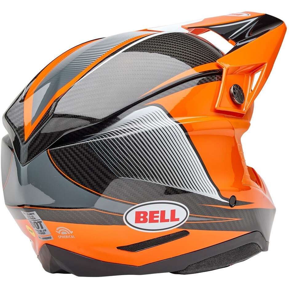 Casco Moto Cross Enduro Bell MOTO-10 SPHERICAL EVADE Arancio Nero Lucido