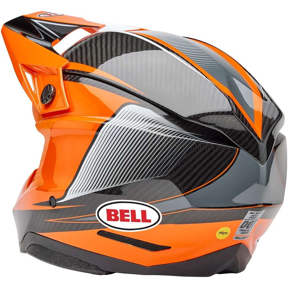 Casco Moto Cross Enduro Bell MOTO-10 SPHERICAL EVADE Arancio Nero Lucido
