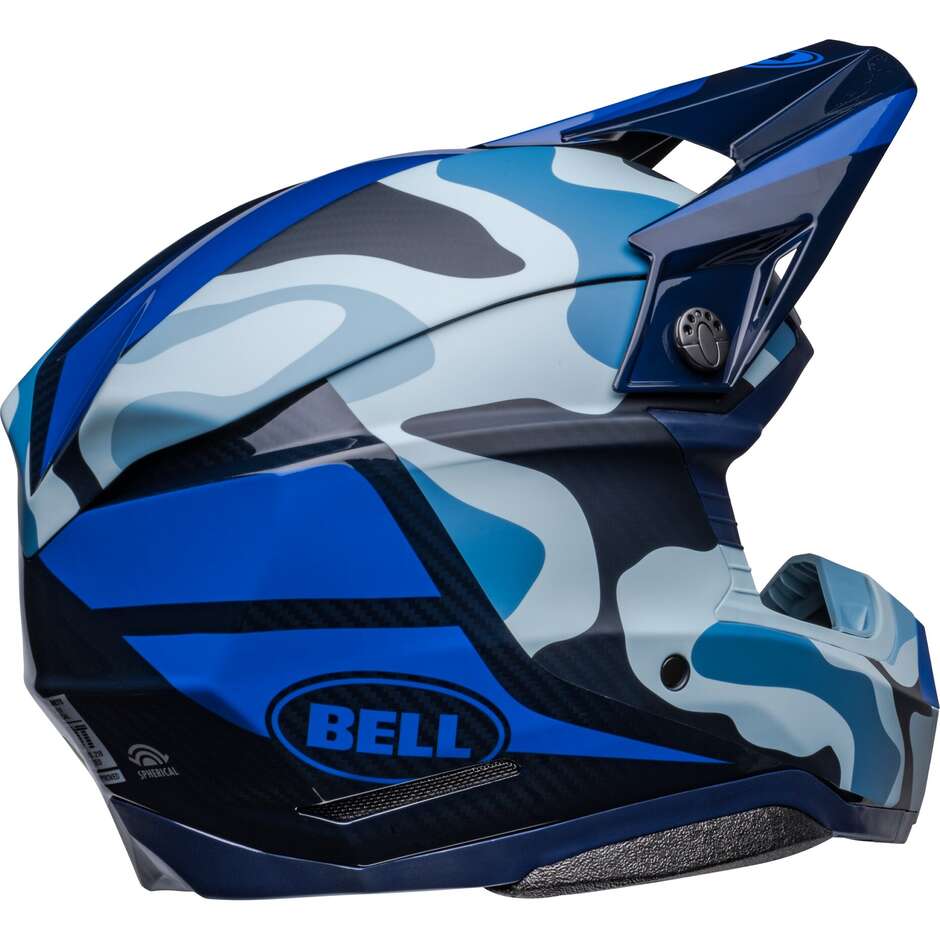 Casco Moto Cross Enduro Bell MOTO-10 SPHERICAL FERRANDIS MECHANT Blu Azzurro Opaco Lucido