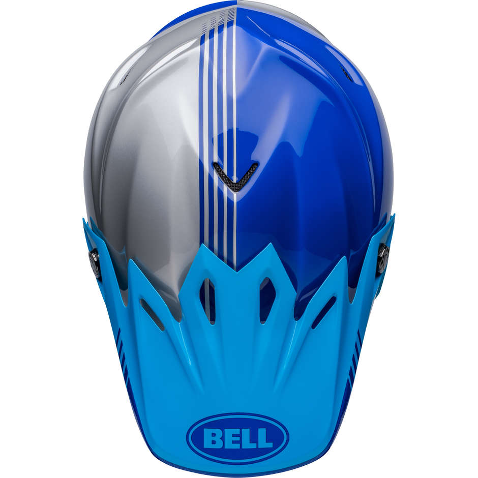Casco Moto Cross Enduro Bell MOTO-9 MIPS LOUVER Grigio Blu