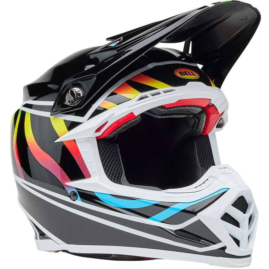 Casco Moto Cross Enduro Bell MOTO-9S FLEX DRIFT Nero MULTICOLOR Lucido