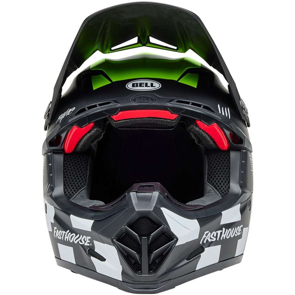 Casco Moto Cross Enduro Bell MOTO-9S FLEX FASTHOUSE SMOKE BOMB Nero Giallo Fluo Opaco Lucido