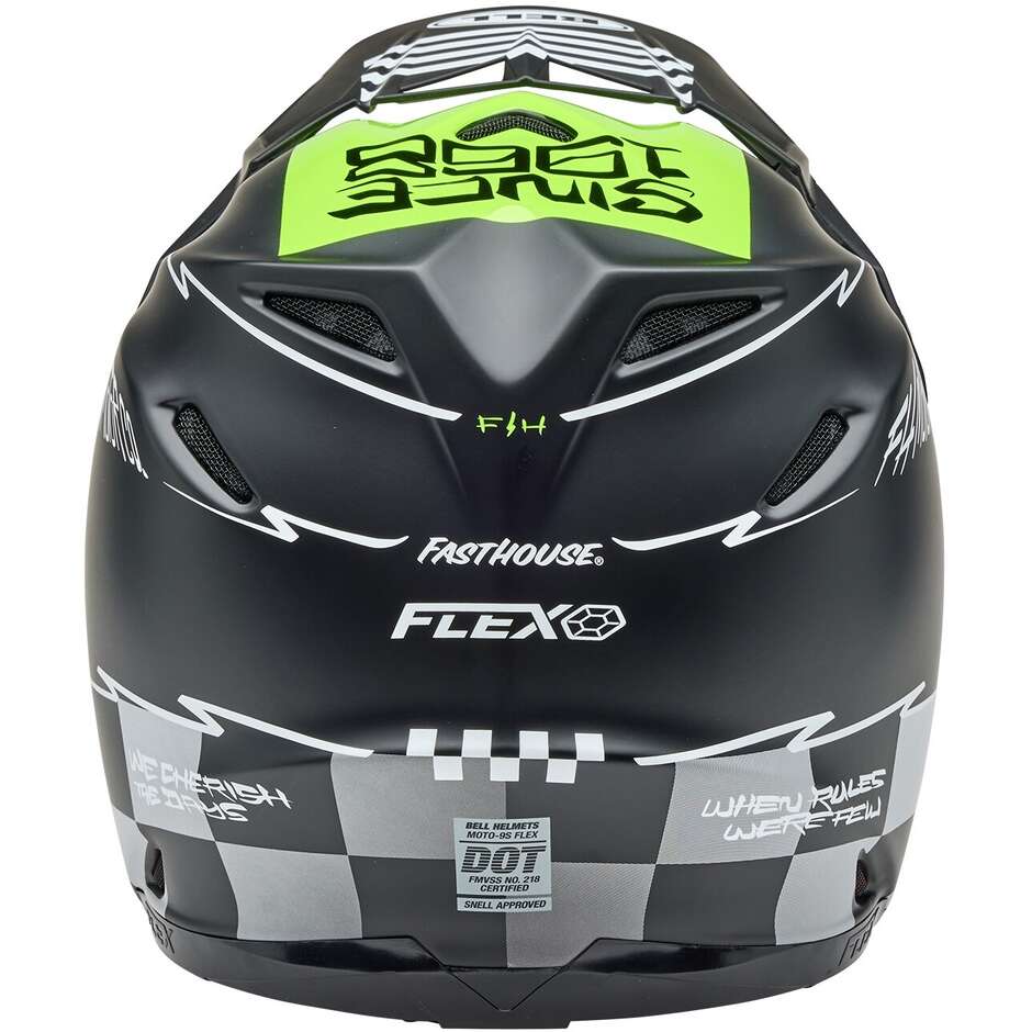 Casco Moto Cross Enduro Bell MOTO-9S FLEX FASTHOUSE SMOKE BOMB Nero Giallo Fluo Opaco Lucido