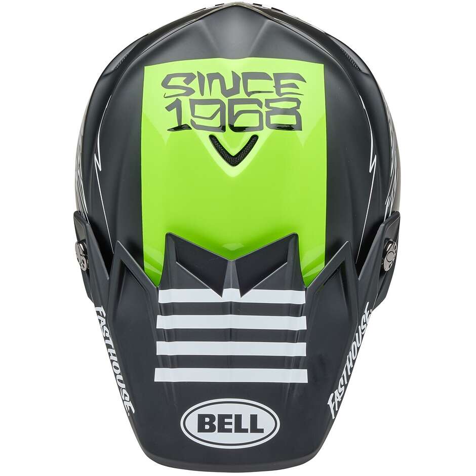 Casco Moto Cross Enduro Bell MOTO-9S FLEX FASTHOUSE SMOKE BOMB Nero Giallo Fluo Opaco Lucido