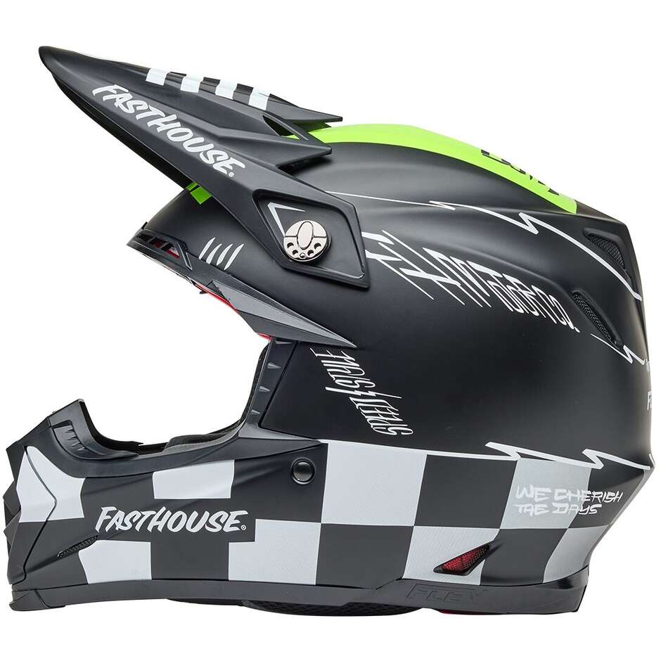 Casco Moto Cross Enduro Bell MOTO-9S FLEX FASTHOUSE SMOKE BOMB Nero Giallo Fluo Opaco Lucido
