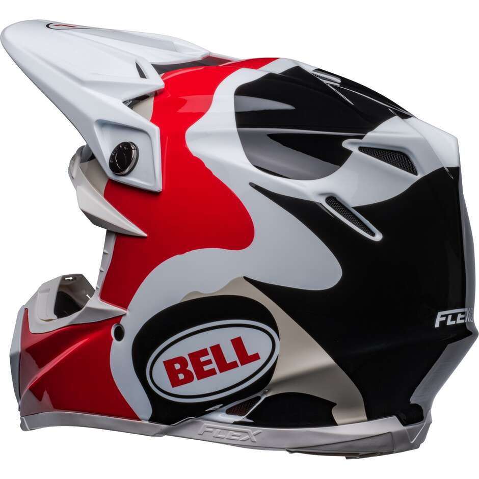 Casco Moto Cross Enduro Bell MOTO-9s FLEX HELLO COUSTEAU REEF Bianco Rosso Opaco