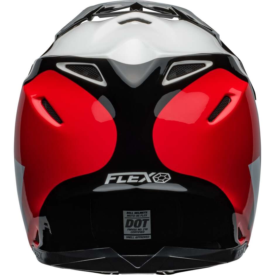 Casco Moto Cross Enduro BELL MOTO-9S FLEX HELLO COUSTEAU STRIPES Bianco Rosso