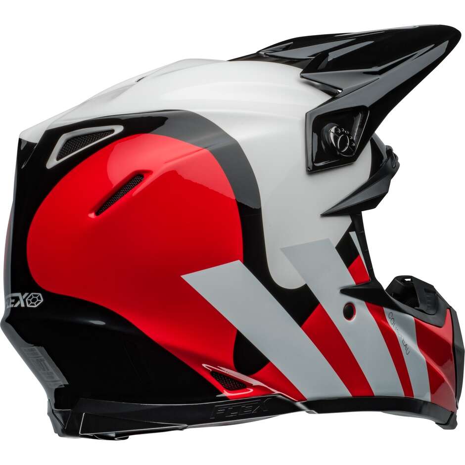 Casco Moto Cross Enduro BELL MOTO-9S FLEX HELLO COUSTEAU STRIPES Bianco Rosso