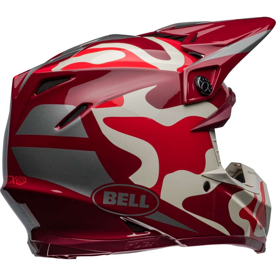 Casco Moto Cross Enduro BELL MOTO-9S FLEX MECHANT Rosso Argento
