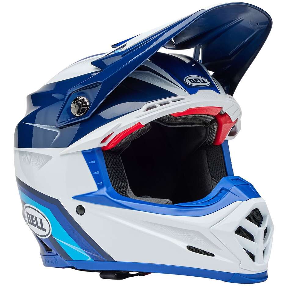 Casco Moto Cross Enduro Bell MOTO-9S FLEX MERCHANT Blu Lucido